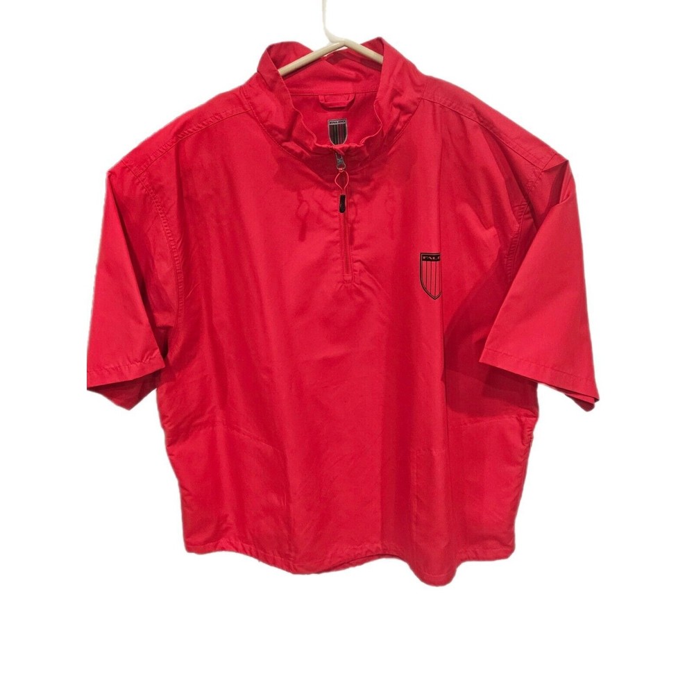 Men's Faldo Claret & Green Red Short Sleeve Wind Breaker Pullover, Size XXL